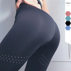 High-Waisted Peach Lift Yoga Pants with Laser Embroidery