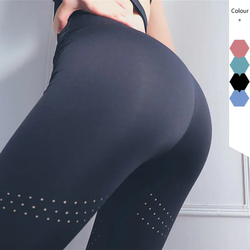 High-Waisted Peach Lift Yoga Pants with Laser Embroidery