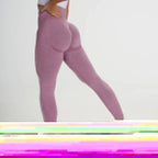 High-Waisted Peach Stretch Yoga Pants for Hip Lift