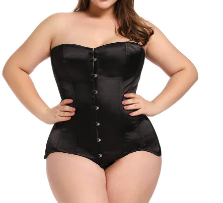 Long Plain Corset with Steel Boning and Lace Detail