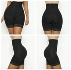 High-Waisted Adjustable Faja Shorts with Lace Trim