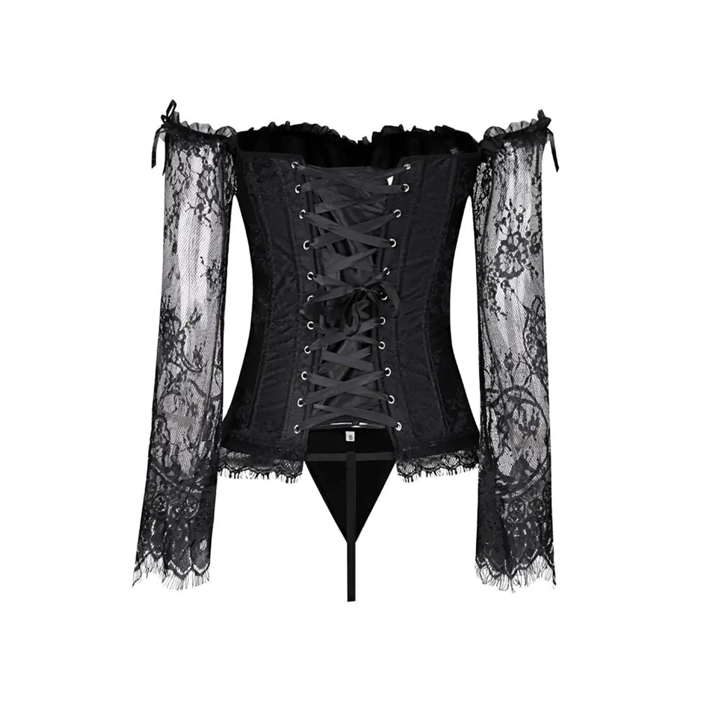 Sexy Lace Bodysuit with Back Tie and Long Sleeves