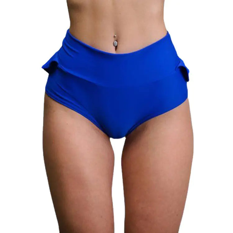 High-Waisted Ruffled Body Shaping Yoga Shorts
