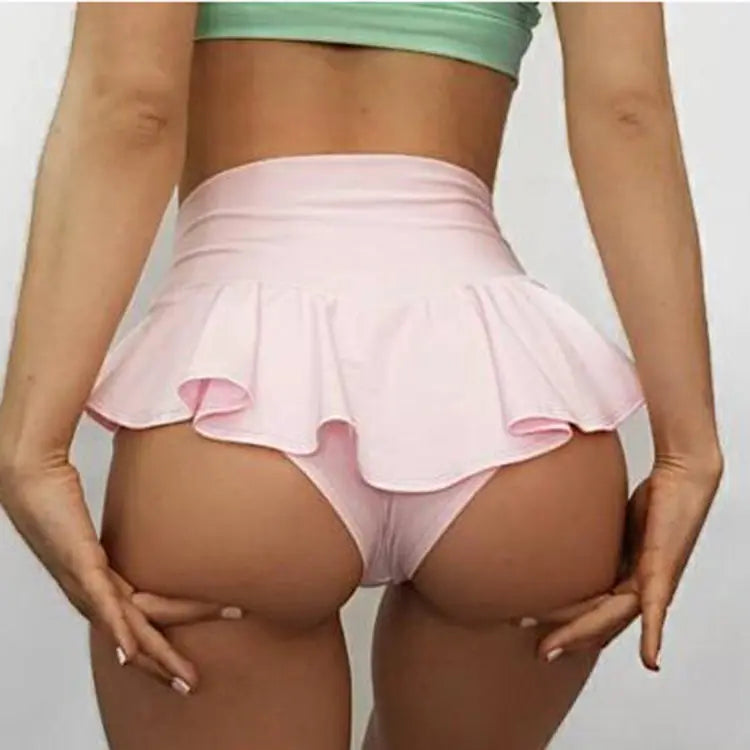 High-Waisted Ruffled Body Shaping Yoga Shorts