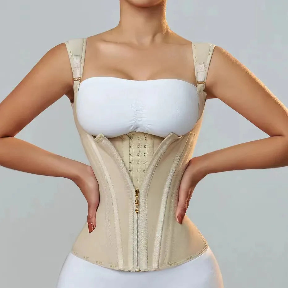 Retro Zipper Breasted Shapewear Top