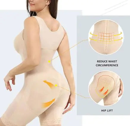 Women's Shapewear Vest Bodysuit with Zipper - Waist Cincher One-Piece