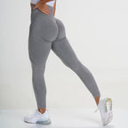 High-Waisted Peach Stretch Yoga Pants for Hip Lift