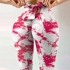High-Waist High-Stretch Yoga Pants with Bow Print