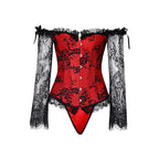 Sexy Lace Bodysuit with Back Tie and Long Sleeves